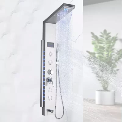 Хидромасажен душ панел Лангфос в сив цвят - ⭐Поръчай онлайн и вземи с безплатна доставка до офис на Спиди! ⭐ всичко за Вашата баня от PanelBG
