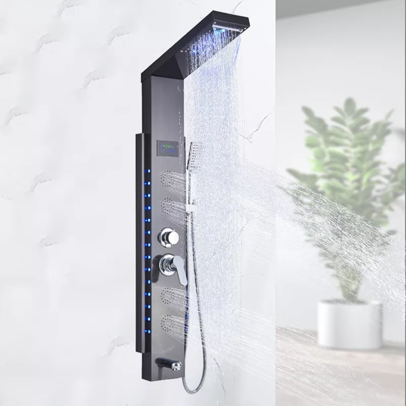 Хидромасажен душ панел Лангфос в черен цвят - ⭐Поръчай онлайн и вземи с безплатна доставка до офис на Спиди! ⭐ всичко за Вашата баня от PanelBG