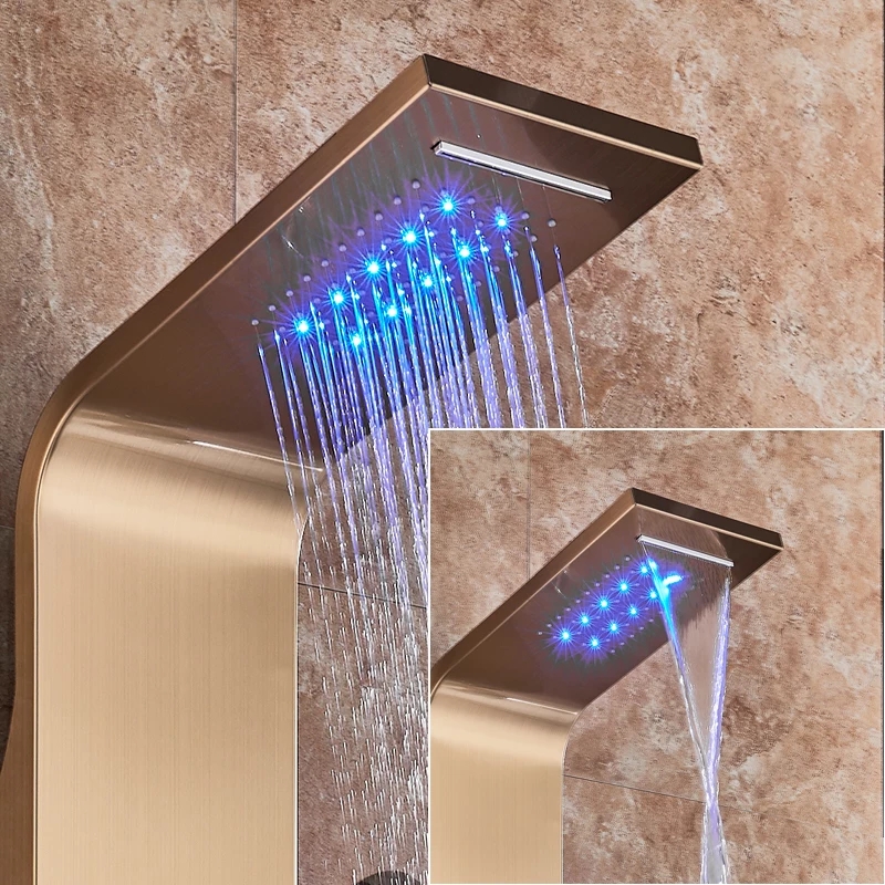 Хидромасажен душ панел Игуасу в златист цвят - ⭐Поръчай онлайн и вземи с безплатна доставка до офис на Спиди! ⭐ всичко за Вашата баня от PanelBG