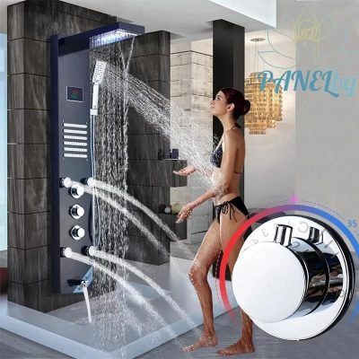 Хидромасажен душ панел Албион в черен цвят - ⭐Поръчай онлайн и вземи с безплатна доставка до офис на Спиди! ⭐ всичко за Вашата баня от PanelBG