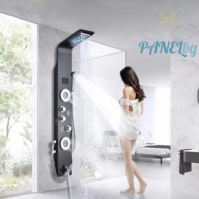 Хидромасажен душ панел Анхел в черен цвят - ⭐Поръчай онлайн и вземи с безплатна доставка до офис на Спиди! ⭐ всичко за Вашата баня от PanelBG