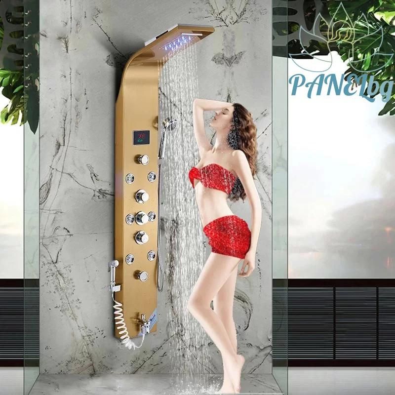 Хидромасажен душ панел Игуасу в златист цвят - ⭐Поръчай онлайн и вземи с безплатна доставка до офис на Спиди! ⭐ всичко за Вашата баня от PanelBG