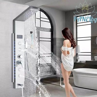 Хидромасажен душ панел Лангфос в сив цвят - ⭐Поръчай онлайн и вземи с безплатна доставка до офис на Спиди! ⭐ всичко за Вашата баня от PanelBG
