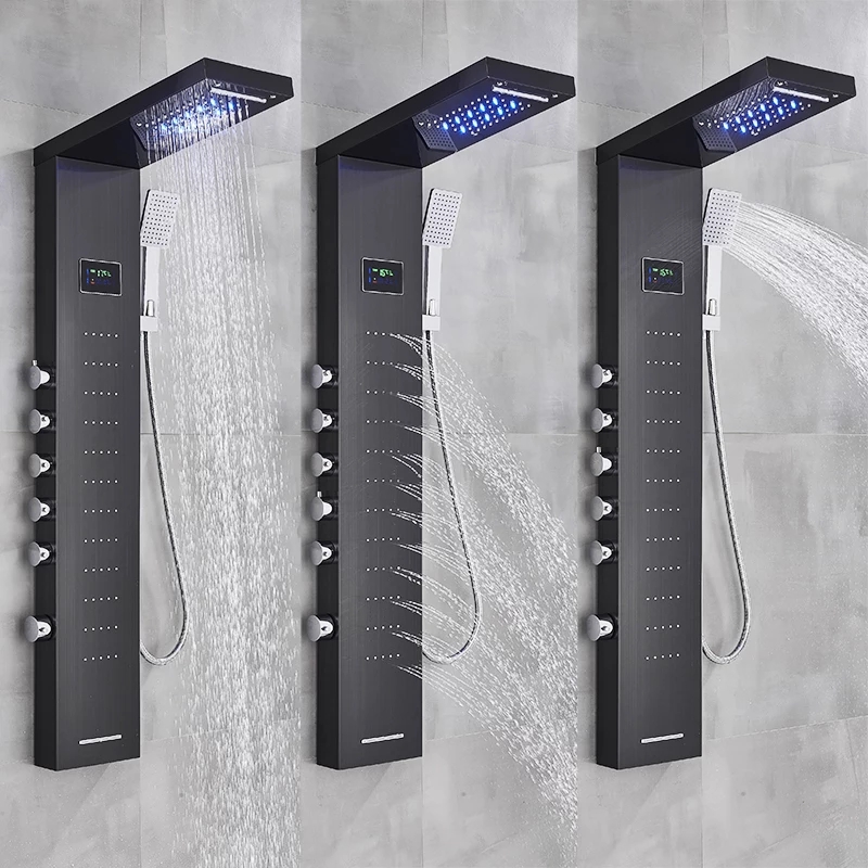 Хидромасажен душ панел Гълфос в черен цвят - ⭐Поръчай онлайн и вземи с безплатна доставка до офис на Спиди! ⭐ всичко за Вашата баня от PanelBG