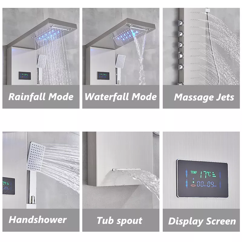 Хидромасажен душ панел Гълфос в сив цвят - ⭐Поръчай онлайн и вземи с безплатна доставка до офис на Спиди! ⭐ всичко за Вашата баня от PanelBG