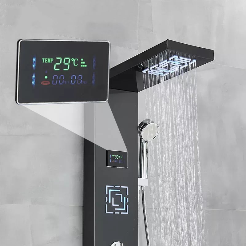 Хидромасажен душ панел Детиан в черен цвят - ⭐Поръчай онлайн и вземи с безплатна доставка до офис на Спиди! ⭐ всичко за Вашата баня от PanelBG